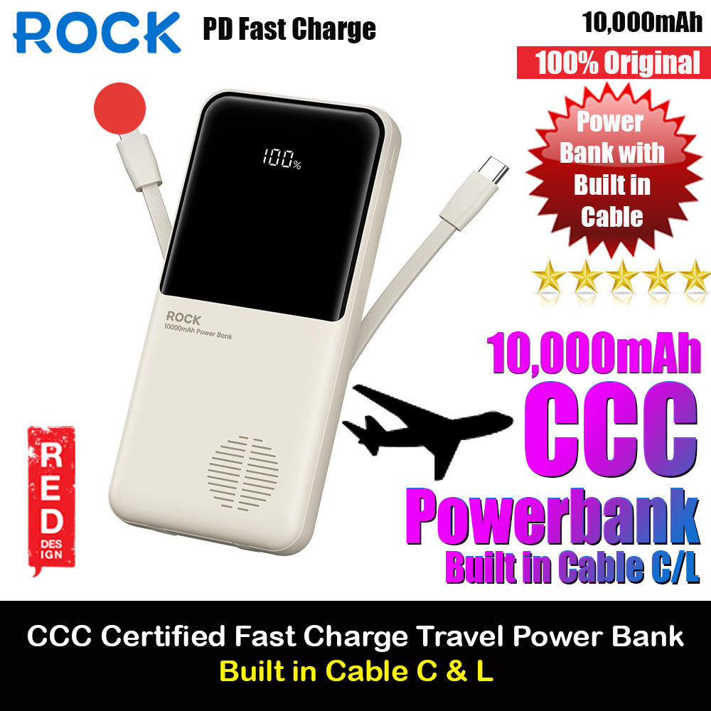 Picture of Rock CCC 3C Certified Power Bank Mini Compact Size PD 22.5W 10000mAh Travel Portable Small Palm Size Compact Mini CCC Power Bank powerbank with Multiple Built in Cable USB C USB L Red Design- Red Design Cases, Red Design Covers, iPad Cases and a wide selection of Red Design Accessories in Malaysia, Sabah, Sarawak and Singapore 