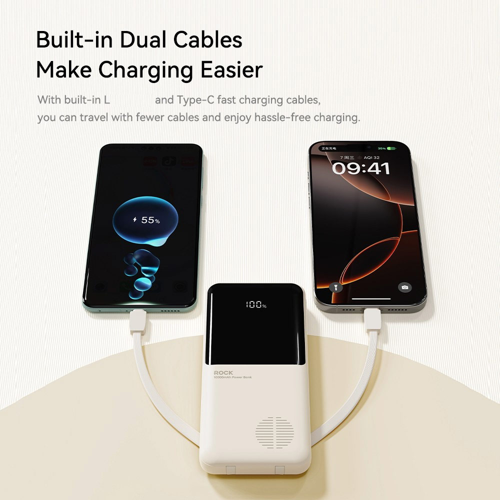 Picture of Rock CCC 3C Certified Power Bank Mini Compact Size PD 22.5W 10000mAh Travel Portable Small Palm Size Compact Mini CCC Power Bank powerbank with Multiple Built in Cable USB C USB L (ShinChan)