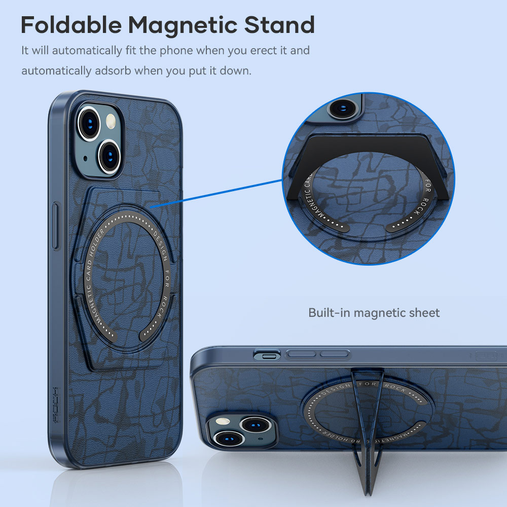 Picture of Apple iPhone 13 Pro 6.1 Case | Rock Moca Strong Magnetic Stand Drop Protection Case Magsafe Compatible for iPhone 13 Pro 6.1 (Black)