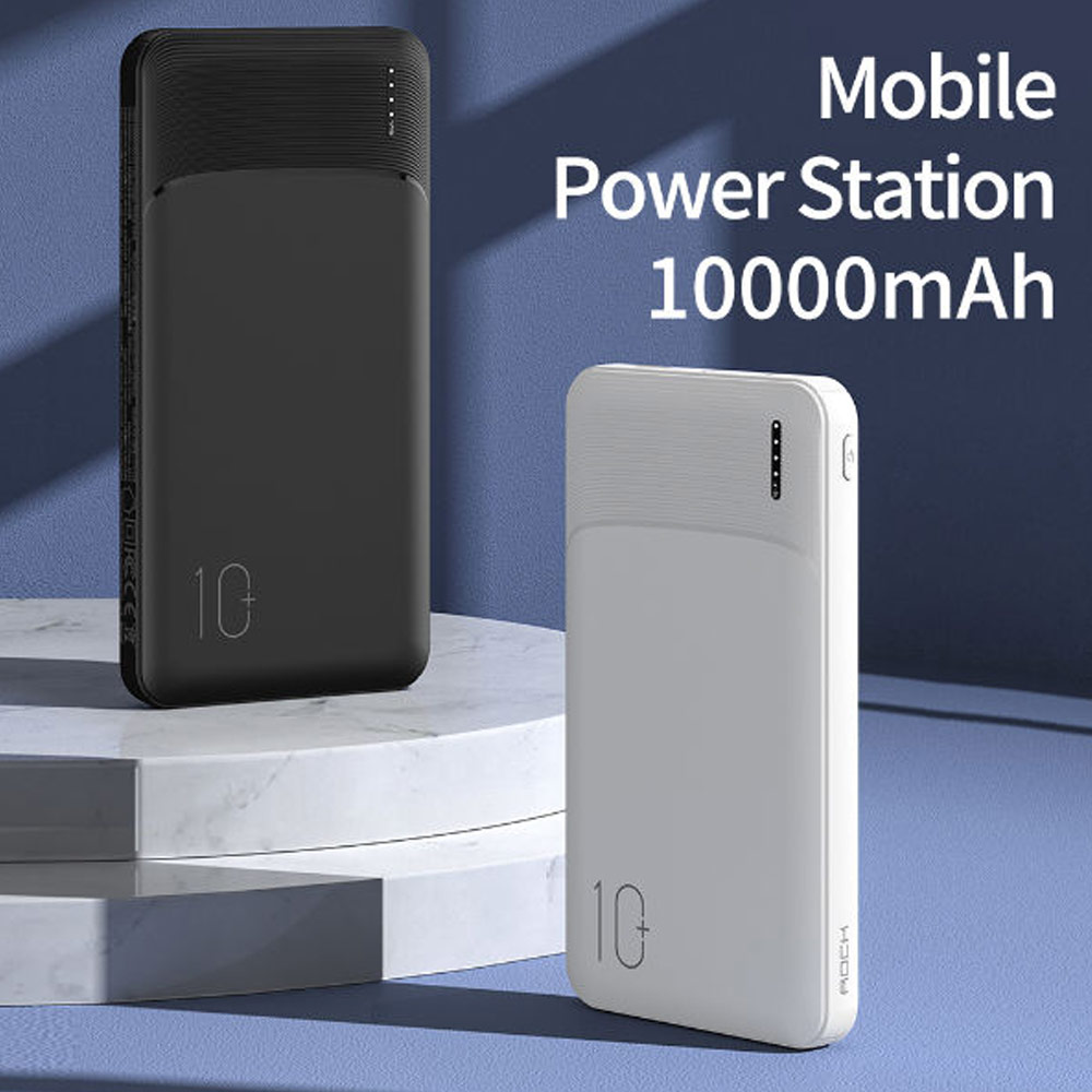 Picture of Rock Fast Charge 18W 20W 10000mAh Power Bank with Multiple Outputs USB C USB A (Black)