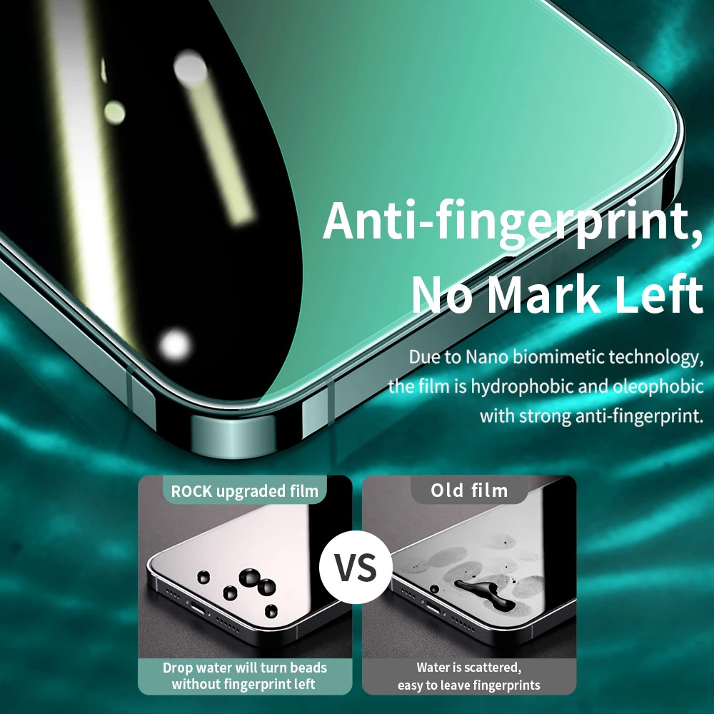 Picture of Apple iPhone 13 Pro Max 6.7  | Rock Full Coverage Diamond Hardness Eye Care Anti Blue Light Tempered Glass for iPhone 13 Pro Max (Green Light Eye Care)