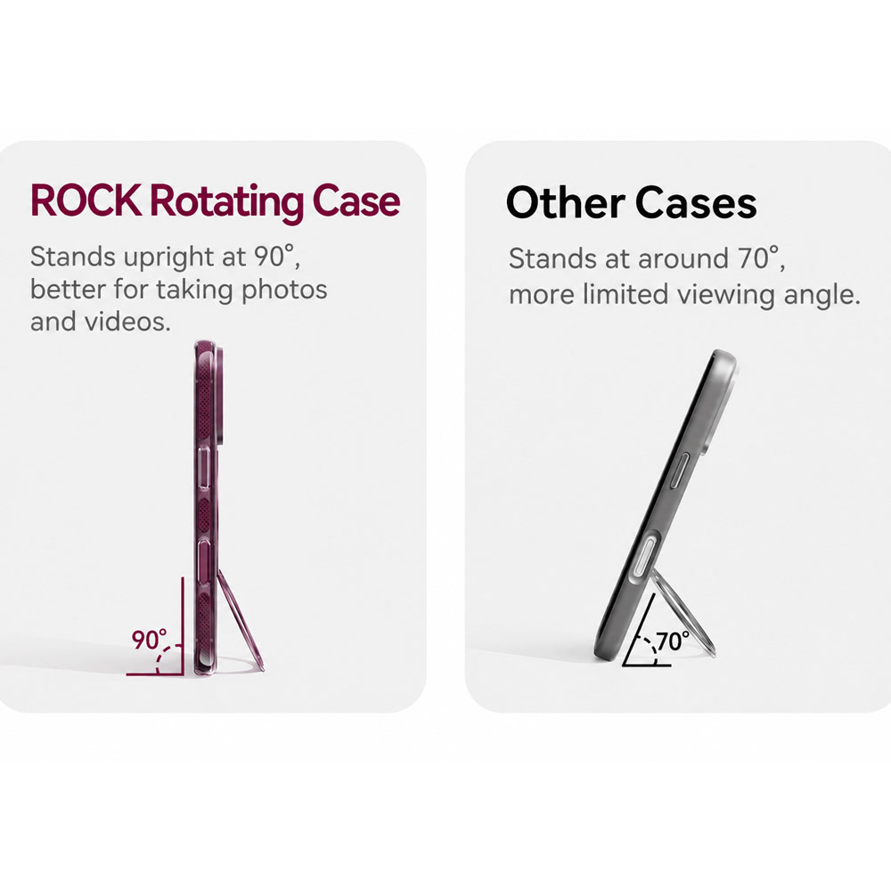 Picture of Apple iPhone 18 Pro Case | ROCK Guard Touch Rotating Series Magnetic Protection Case with Stand for iPhone 18 Pro 17 Pro (Matte Burgundy)