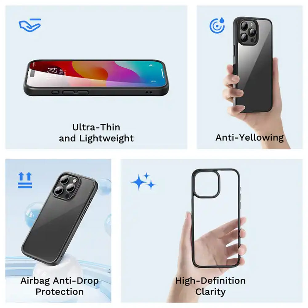 Picture of Apple iPhone 15 Pro Max 6.7 Case | Rock Guard Ultra Thin Light Weight Drop Protection Case for iPhone 15 Pro Max 6.7 (Grey)