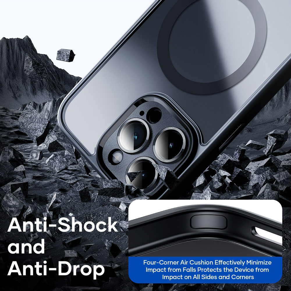 Picture of Apple iPhone 15 Pro Max 6.7 Case | Rock Guard Touch Lens Protection Anti Finger Print Drop Protection Magsafe Compatible Case for iPhone 15 Pro Max 6.7 (Matte Blue)