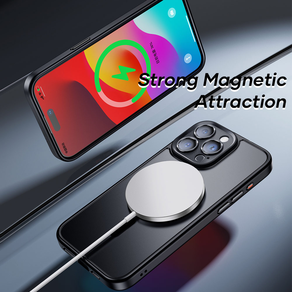 Picture of Apple iPhone 15 Pro Max 6.7 Case | Rock Guard Touch Lens Protection Anti Finger Print Drop Protection Magsafe Compatible Case for iPhone 15 Pro Max 6.7 (Matte Blue)