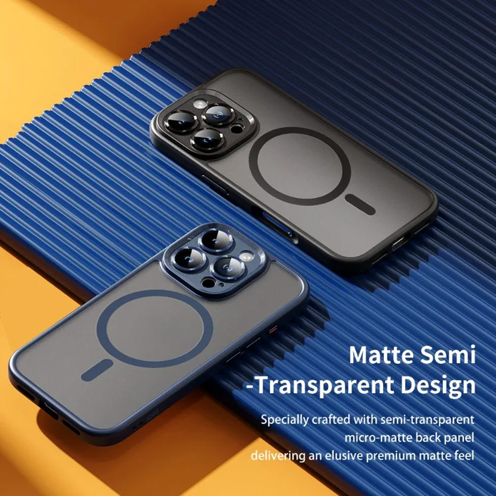 Picture of Apple iPhone 16 Pro Max 6.9 Case | Rock Guard Touch Lens Protection Anti Finger Print Drop Protection Magsafe Compatible Case for iPhone 16 Pro Max 6.9 (Matte Blue)