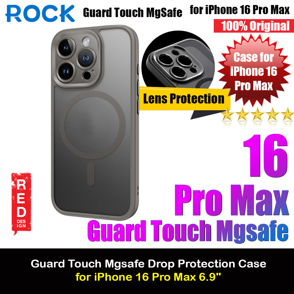 Picture of Apple iPhone 16 Pro Max 6.9 Case | Rock Guard Touch Lens Protection Anti Finger Print Drop Protection Magsafe Compatible Case for iPhone 16 Pro Max 6.9 (Matte Grey)