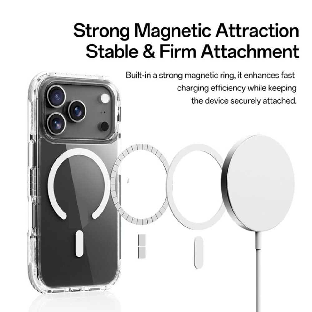 Picture of Apple iPhone 17 Pro 6.3 Case | Rock Crystal Clear Magnetic Anti Drop Protection Case for iPhone 17 Pro 6.3 (Gold)