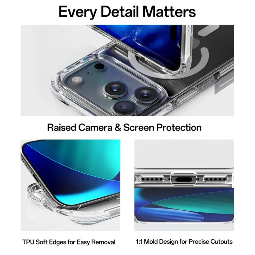 Picture of Apple iPhone 17 Pro 6.3 Case | Rock Crystal Clear Magnetic Anti Drop Protection Case for iPhone 17 Pro 6.3 (Gold)