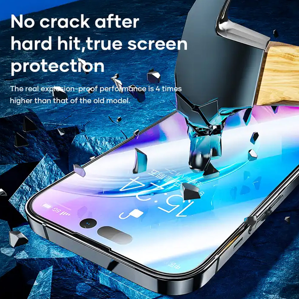 Picture of Apple iPhone 15 Pro Max 6.7  | Rock 4K HD Full Coverage Tempered Glass with Installation Kit Helper for iPhone 15 Pro Max 6.7 (HD Clear)