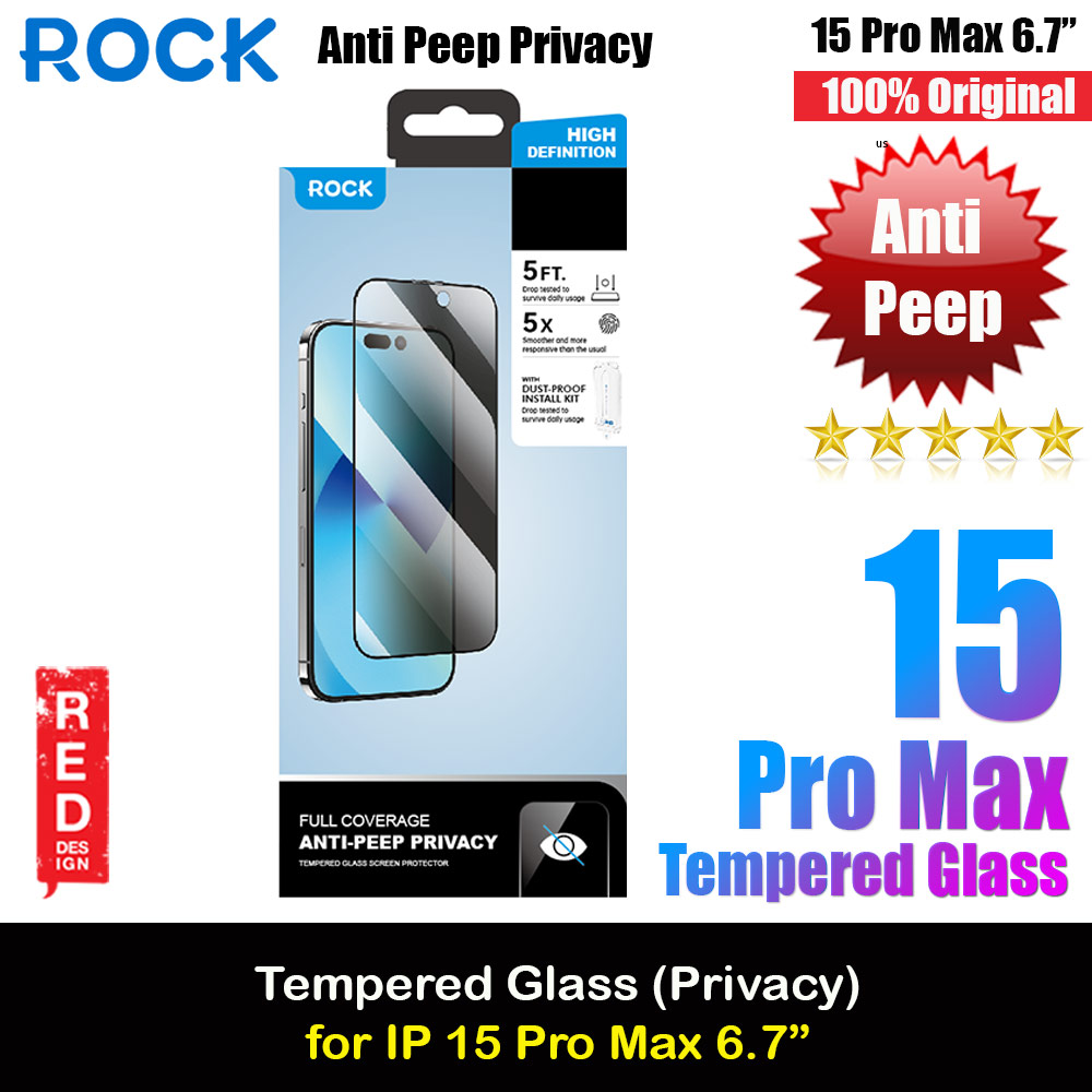 Picture of Rock Anti Peep HD Full Coverage Tempered Glass for iPhone 15 Pro Max 6.7 (Privacy) Apple iPhone 15 Pro Max 6.7- Apple iPhone 15 Pro Max 6.7 Cases, Apple iPhone 15 Pro Max 6.7 Covers, iPad Cases and a wide selection of Apple iPhone 15 Pro Max 6.7 Accessories in Malaysia, Sabah, Sarawak and Singapore 