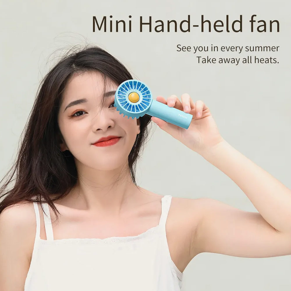 Picture of Rock 3 Speed Wind Force Portable Hold Handheld Mini Rechargeable Fan 1800mAh (Sky Blue)