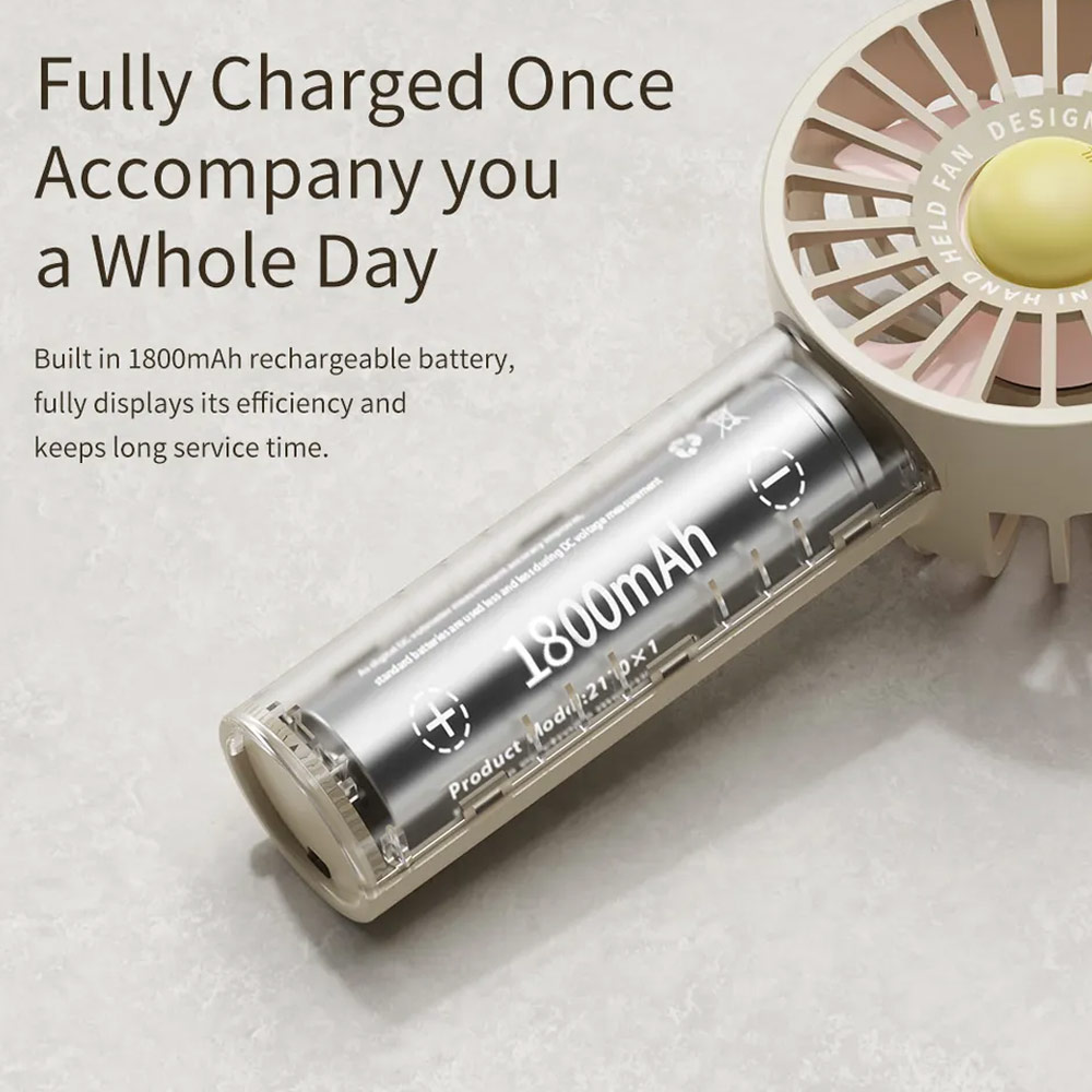 Picture of Rock 3 Speed Wind Force Portable Hold Handheld Mini Rechargeable Fan 1800mAh (Sky Blue)