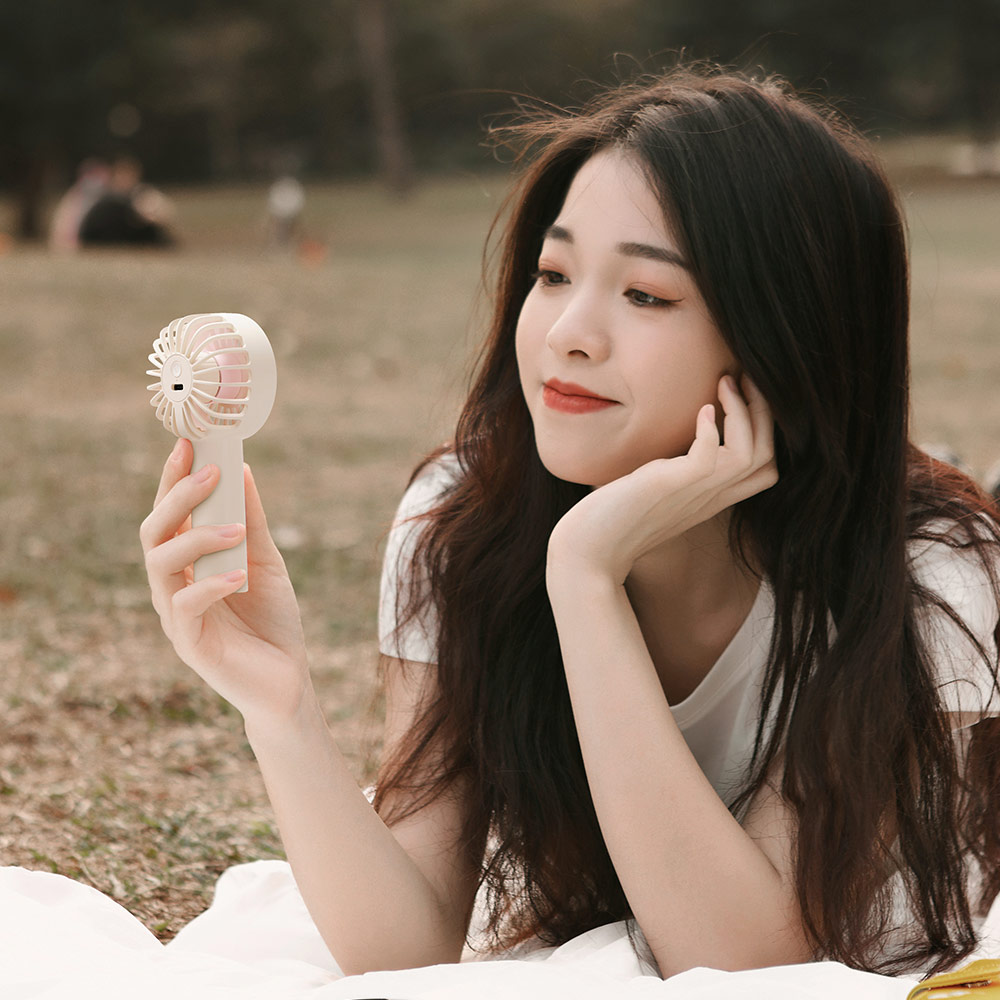 Picture of Rock 3 Speed Wind Force Portable Hold Handheld Mini Rechargeable Fan 1800mAh (Sky Blue)