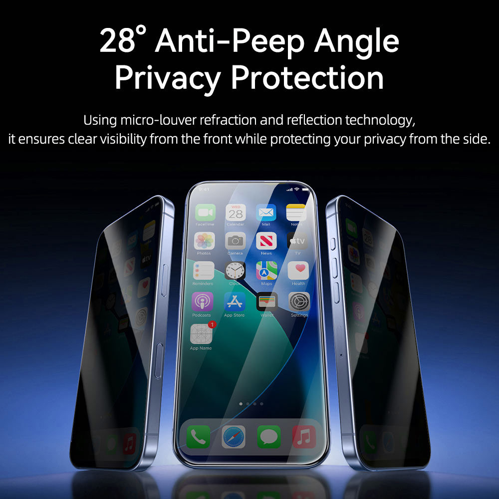 Picture of Apple iPhone 17 Pro Max 6.9  | Rock Anti Peep HD Full Coverage Tempered Glass for iPhone 17 Pro Max 6.9 (Privacy)