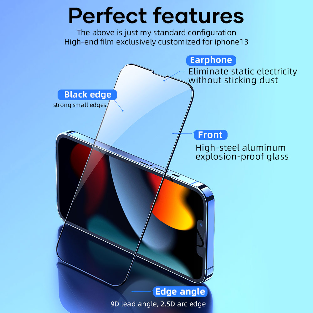 Picture of Apple iPhone 13 6.1  | Rock Space HD Full Coverage Anti Static Tempered Glass for iPhone 13 iPhone 13 Pro 6.1 (Anti Static Clear)