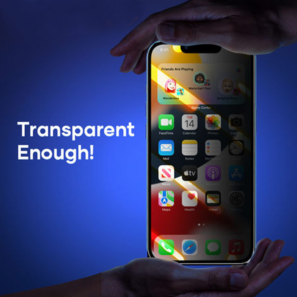 Picture of Apple iPhone 14 Pro 6.1  | Rock Space HD Full Coverage Tempered Glass with Dust Filter with Easy Installation Helper Tools for iPhone 14 Pro 6.1 (Privacy Anti View Peep)