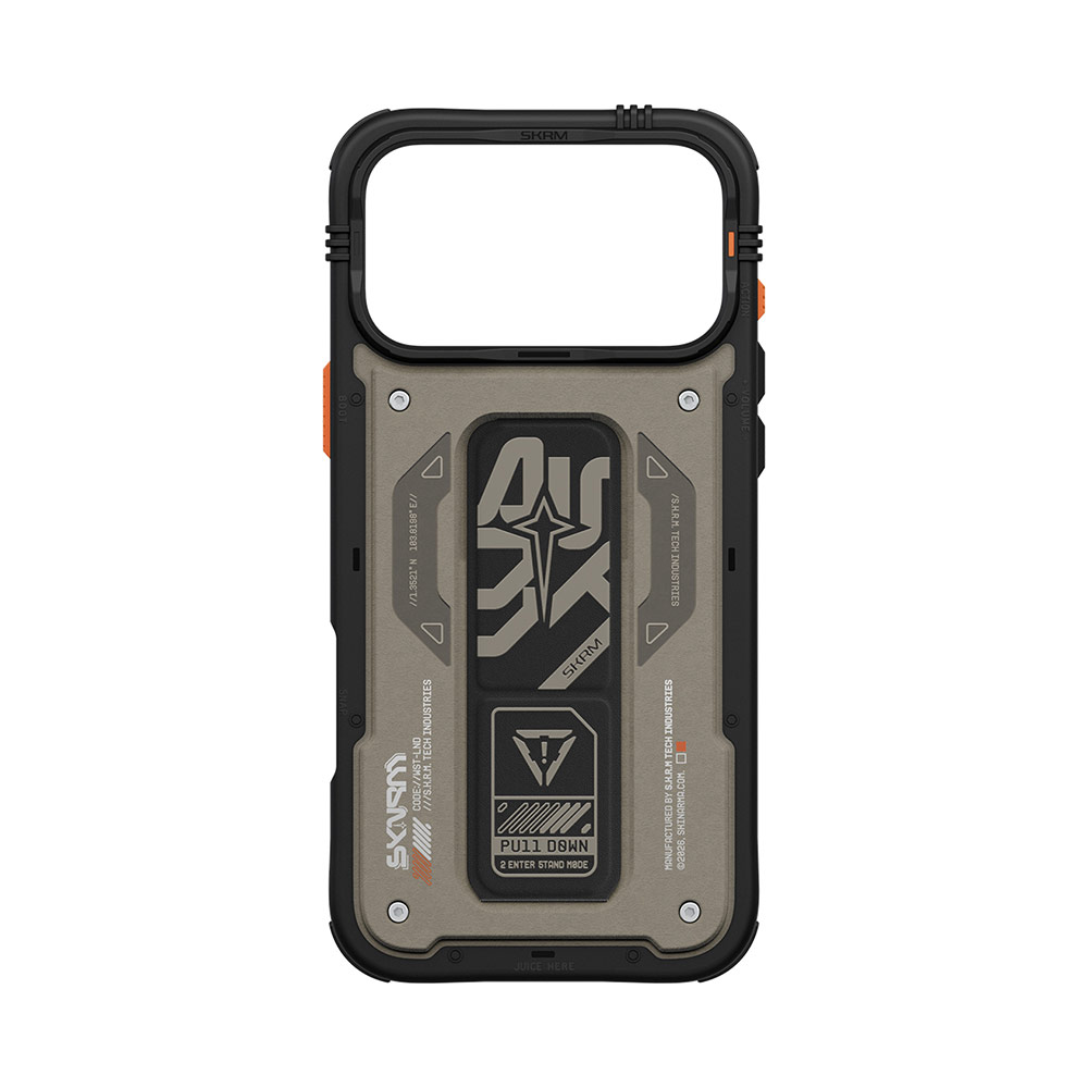 Picture of Apple iPhone 17 Pro 6.3 Case | Skinarma Aegis Magcharge Grip Stand Droop Protection Case for iPhone 17 Pro 6.3 (Grey)