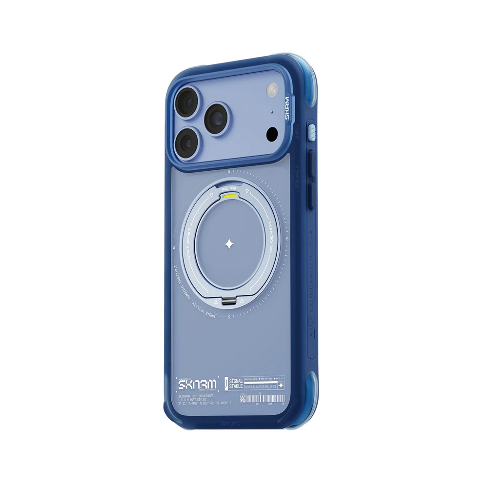 Picture of Apple iPhone 18 Pro Max Case | Skinarma Atlas Magnetic Charge 360° Rotatable Kickstand Drop Protection Case for iPhone 18 Pro Max 6.9 - Blue