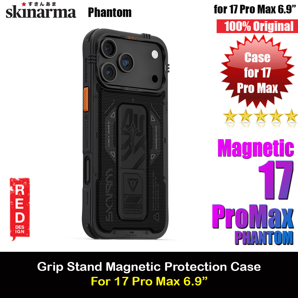 Picture of Skinarma Phantom Magcharge Grip Stand Droop Protection Case for iPhone 17 Pro Max 6.9 (Black) Apple iPhone 17 Pro Max 6.9- Apple iPhone 17 Pro Max 6.9 Cases, Apple iPhone 17 Pro Max 6.9 Covers, iPad Cases and a wide selection of Apple iPhone 17 Pro Max 6.9 Accessories in Malaysia, Sabah, Sarawak and Singapore 