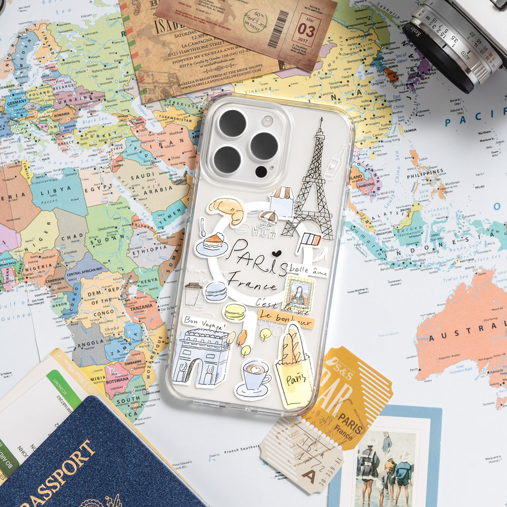 Picture of Apple iPhone 15 Pro 6.1 Case | Switcheasy Travel City Double In Mold Decoration Fashionable Magsafe Compatible Case for Apple iPhone 15 Pro 6.1 (London)