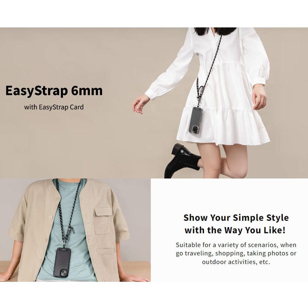 Picture of Switcheasy Easy Strap Crossbody Lanyard Shoulder Holder Card Link Adjustable Strap for any closed-bottom phone case (Gray)