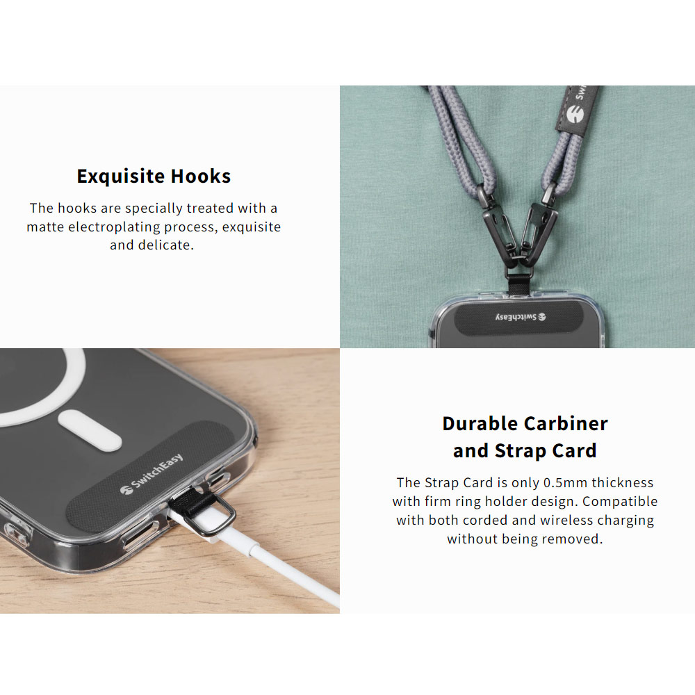 Picture of Switcheasy Easy Strap Crossbody Lanyard Shoulder Holder Card Link Adjustable Strap for any closed-bottom phone case (Gray)