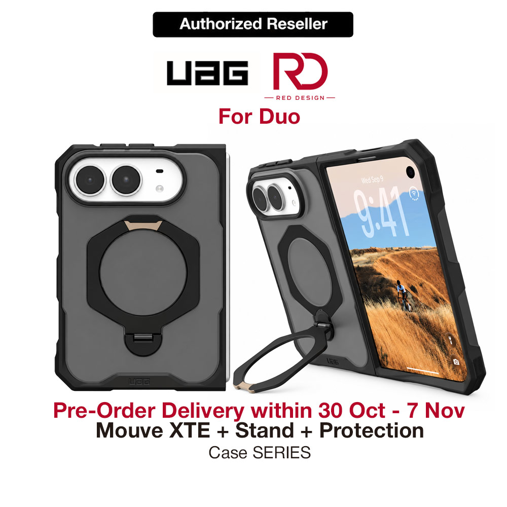 UAG Mouve XTE Rotatable Metal Kickstand Magnetic Drop Protection Case for iPhone Duo - Ash