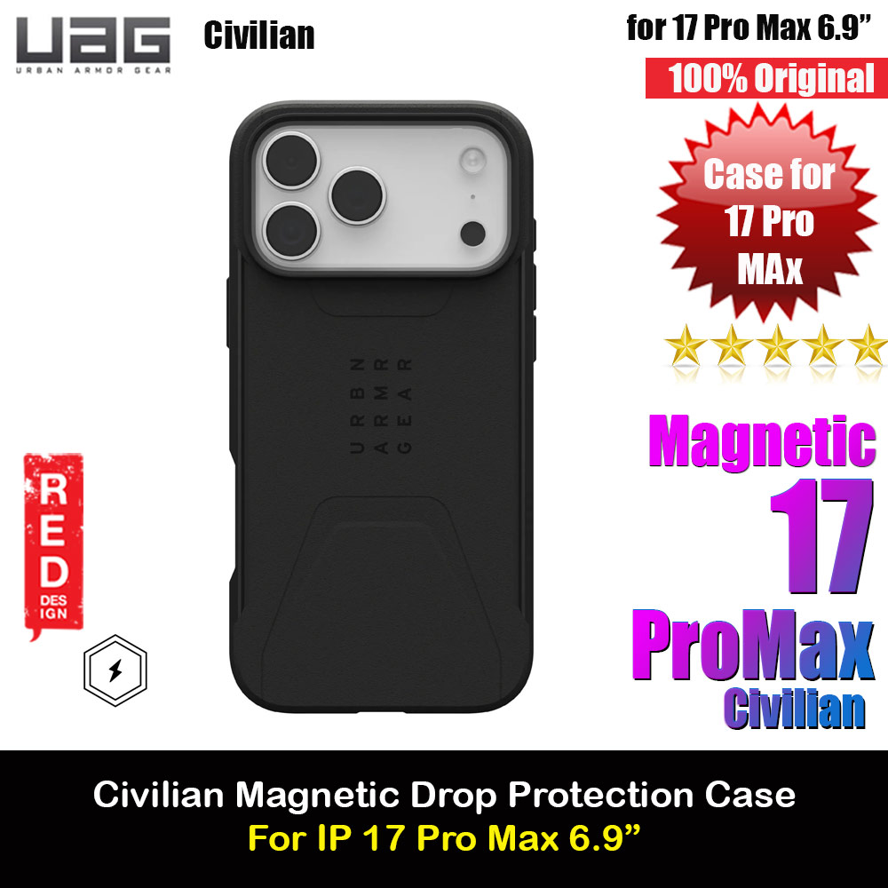 Picture of Apple iPhone 17 Pro Max 6.9 Case | UAG Civilian Magsafe Drop Proof Shock Absorbing Drop Protection Case Case for iPhone 17 Pro Max 6.9 (Black)