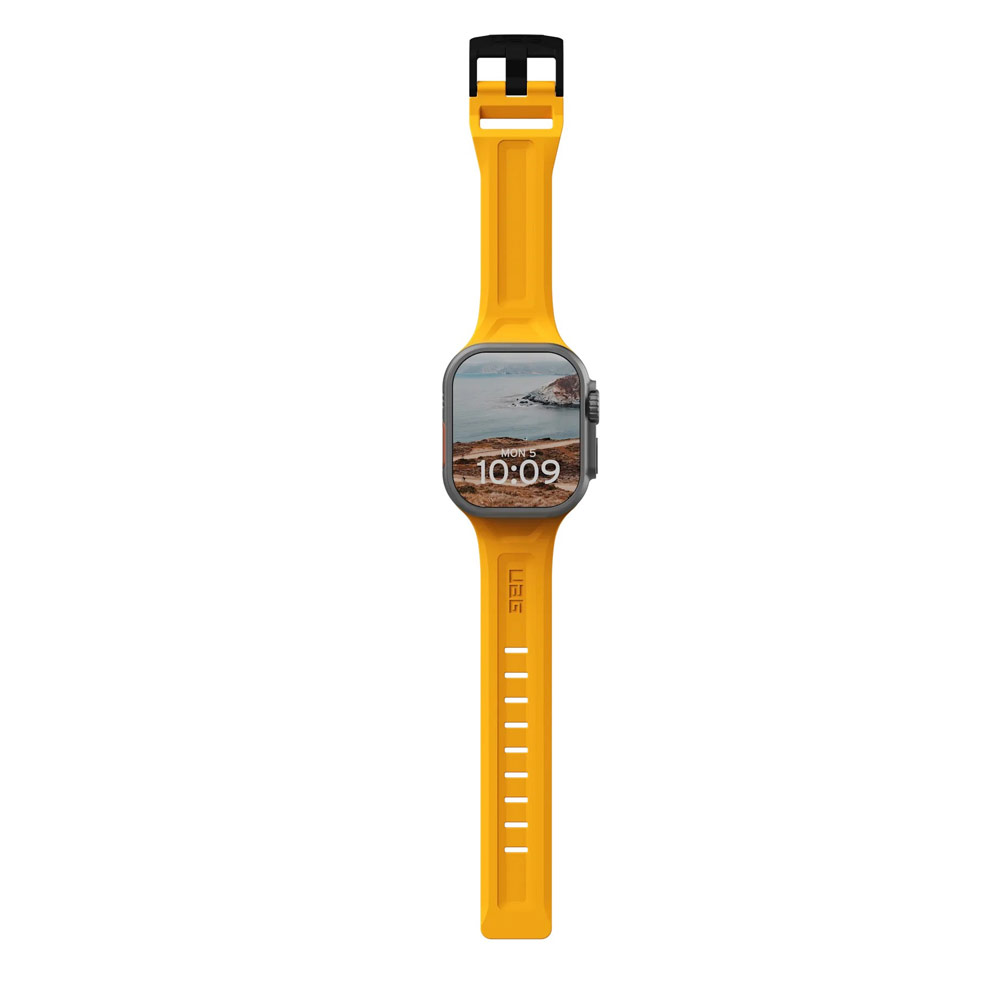 Picture of Apple Watch 10 46mm  | UAG Scout Silicone Strap for Apple Watch 44mm 45mm 46mm 49mm Ultra 1 2 3 (Heritage Yellow)