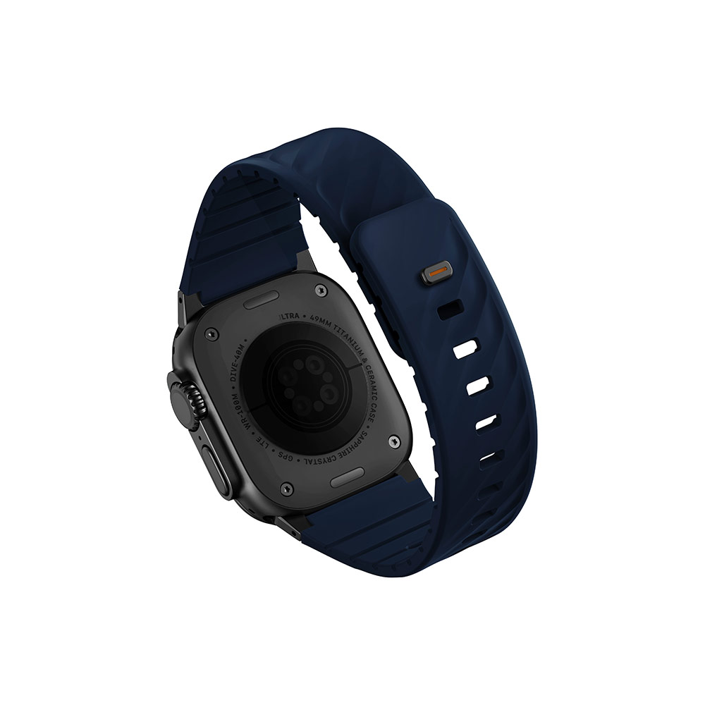 Picture of Apple Watch 10 42mm  | Uniq Silicone Rubber Strap with Magnetic Closure for Apple Watch 49mm 46mm 45mm 44mm 42mm 40mm (Midnight Blue)