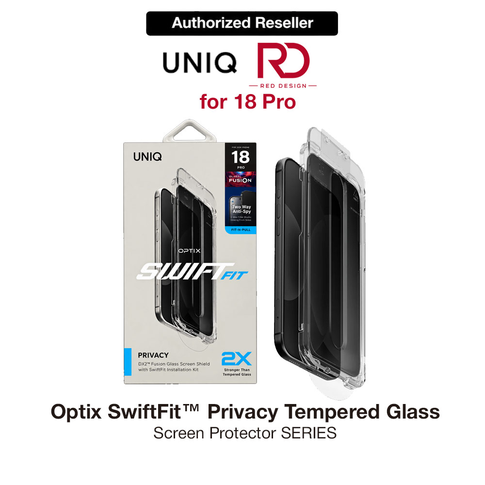 Picture of Uniq Optix SwiftFit Privacy Tempered Glass Screen Protector for iPhone 18 Pro - Privacy Apple iPhone 18 Pro- Apple iPhone 18 Pro Cases, Apple iPhone 18 Pro Covers, iPad Cases and a wide selection of Apple iPhone 18 Pro Accessories in Malaysia, Sabah, Sarawak and Singapore 