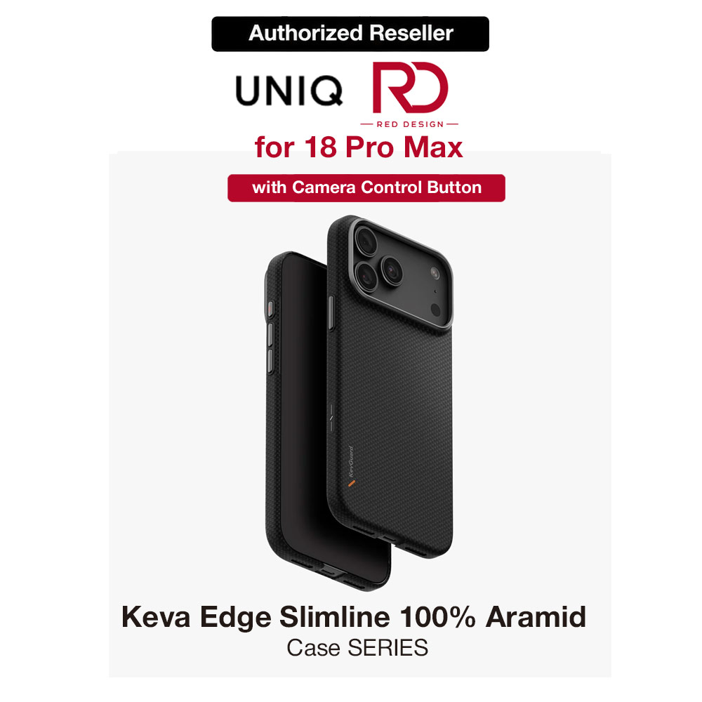 Picture of Uniq Keva Edge Slimline 100% Aramid Magnetic Case with Camera Control Button for iPhone 18 Pro Max - Carbon Black Apple iPhone 18 Pro Max- Apple iPhone 18 Pro Max Cases, Apple iPhone 18 Pro Max Covers, iPad Cases and a wide selection of Apple iPhone 18 Pro Max Accessories in Malaysia, Sabah, Sarawak and Singapore 