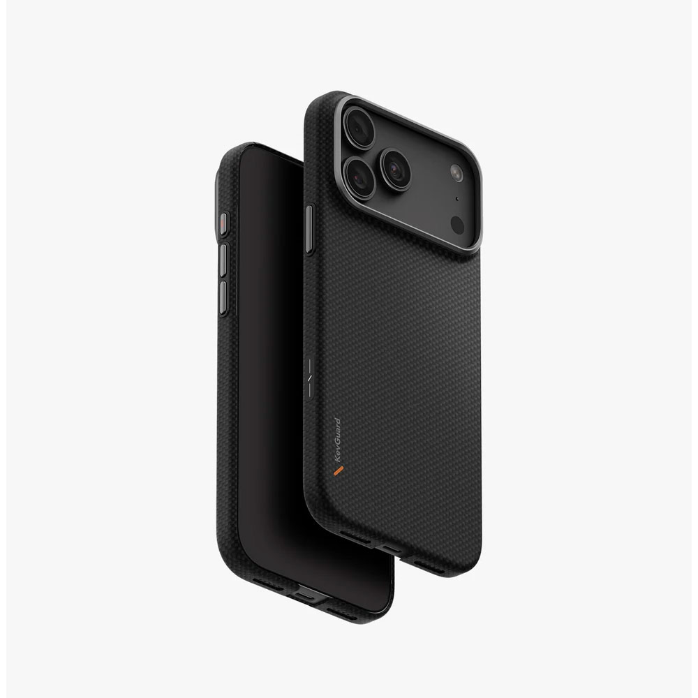 Picture of Apple iPhone 18 Pro Case | Uniq Keva Edge Slimline 100% Aramid Magnetic Case with Camera Control Button for iPhone 18 Pro- Carbon Black