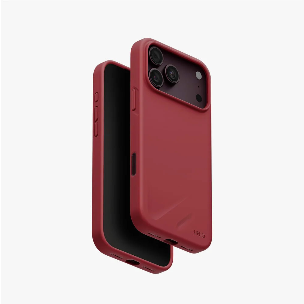 Picture of Apple iPhone 18 Pro Case | Uniq Lino Hybrid Silicone Lightweight Magnetic Protection Case with Camera Control Button for iPhone 18 Pro- Cranberry RedRose