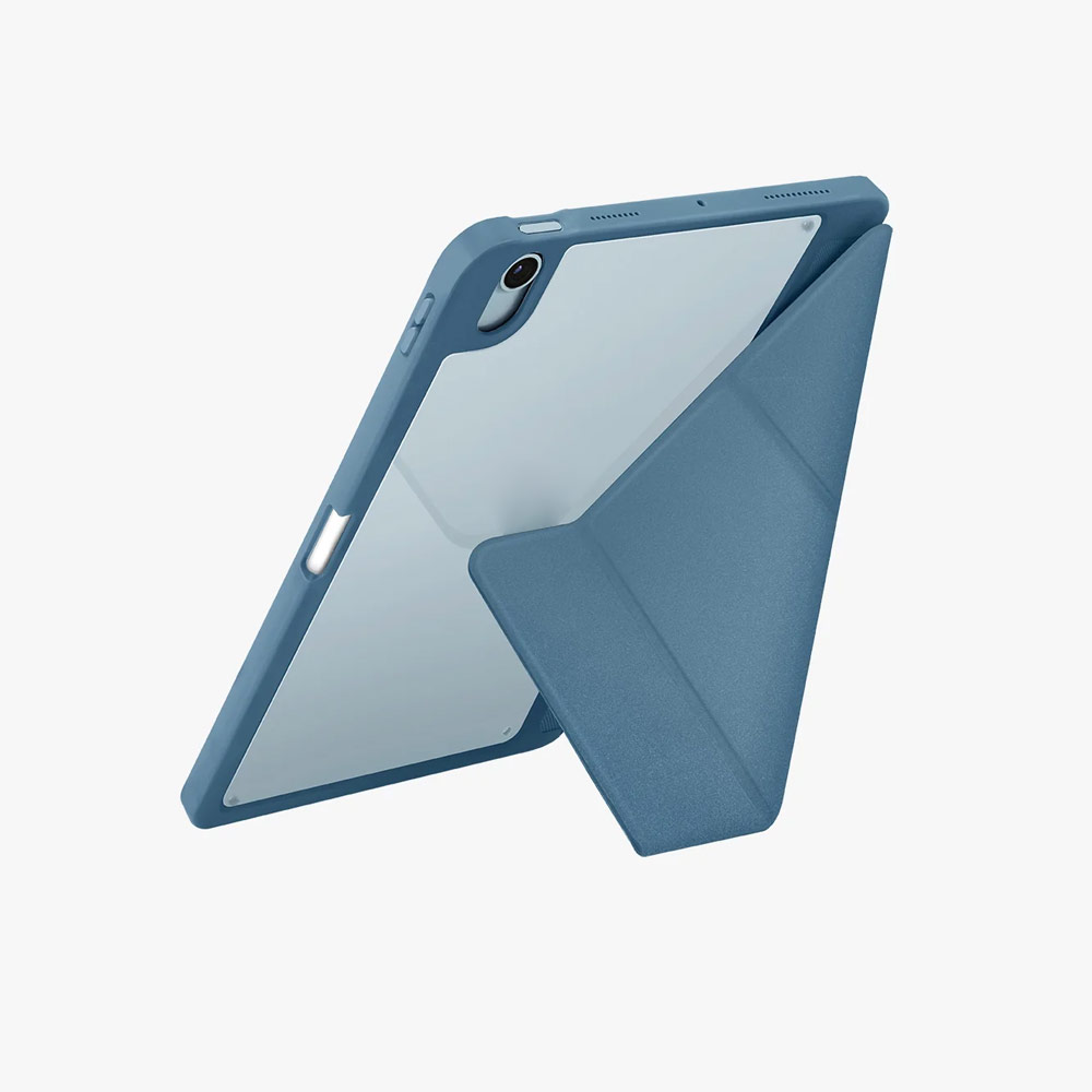 Picture of Apple iPad Air 10.9 2020 Case | Uniq Moven Tough Hybrid Case with Clear Scratch-Resistant Black Protection Flip and Standable Case with Pen Storage for iPad Air 10.9 4th 5th Gen 2020 2022 (Blue)