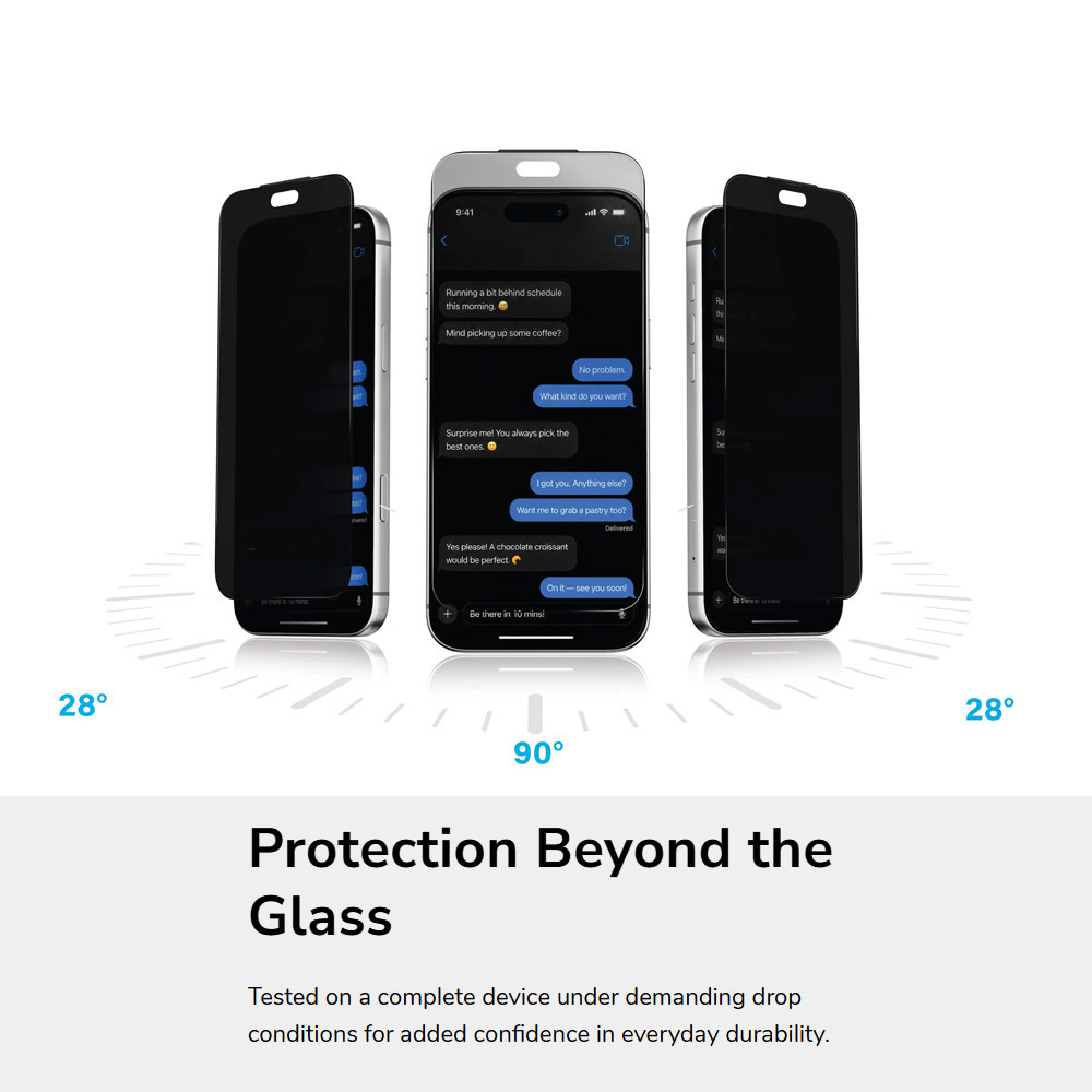 Picture of Apple iPhone 18 Pro Screen Protector | Uniq Optix Covex Privacy Tempered Glass Screen Protector for iPhone 18 Pro Max  - 2 Way Privacy