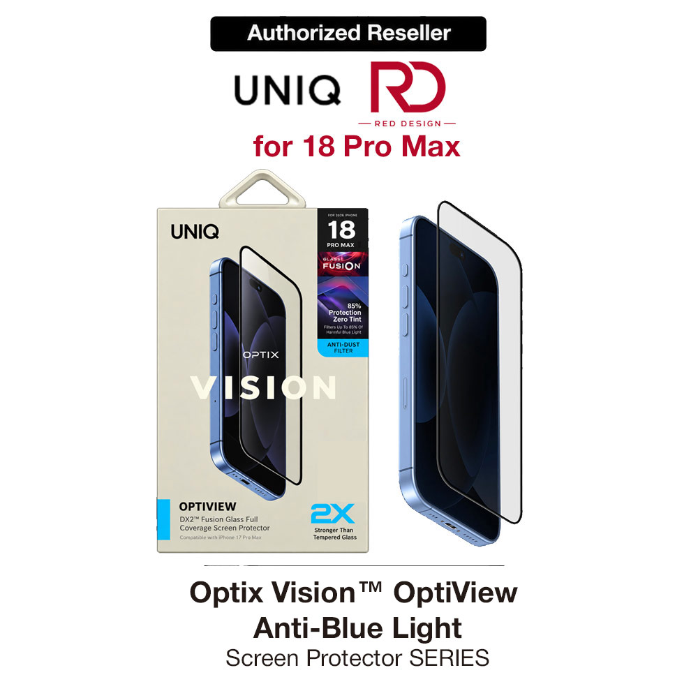 Picture of Uniq Optix Vision OptiView Anti Blue Light Tempered Glass Screen Protector for iPhone 18 Pro Max - Anti Blue Light Apple iPhone 18 Pro Max- Apple iPhone 18 Pro Max Cases, Apple iPhone 18 Pro Max Covers, iPad Cases and a wide selection of Apple iPhone 18 Pro Max Accessories in Malaysia, Sabah, Sarawak and Singapore 