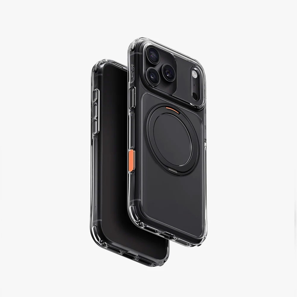 Picture of Apple iPhone 18 Pro Case | Uniq Swivix 360 Rotating Kickstand Magnetic Drop Protection Case with Camera Control Button for iPhone 18 Pro- Carbon Black