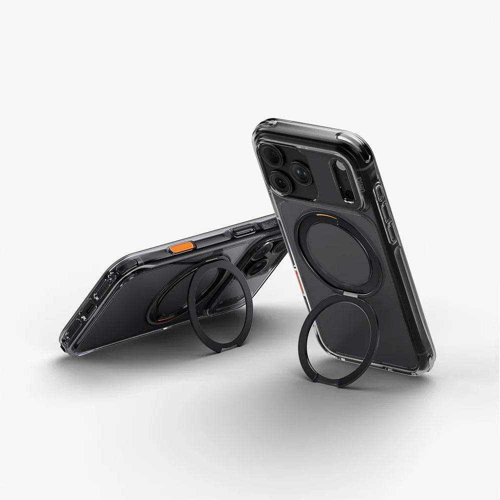 Picture of Apple iPhone 18 Pro Case | Uniq Swivix 360 Rotating Kickstand Magnetic Drop Protection Case with Camera Control Button for iPhone 18 Pro- Carbon Black