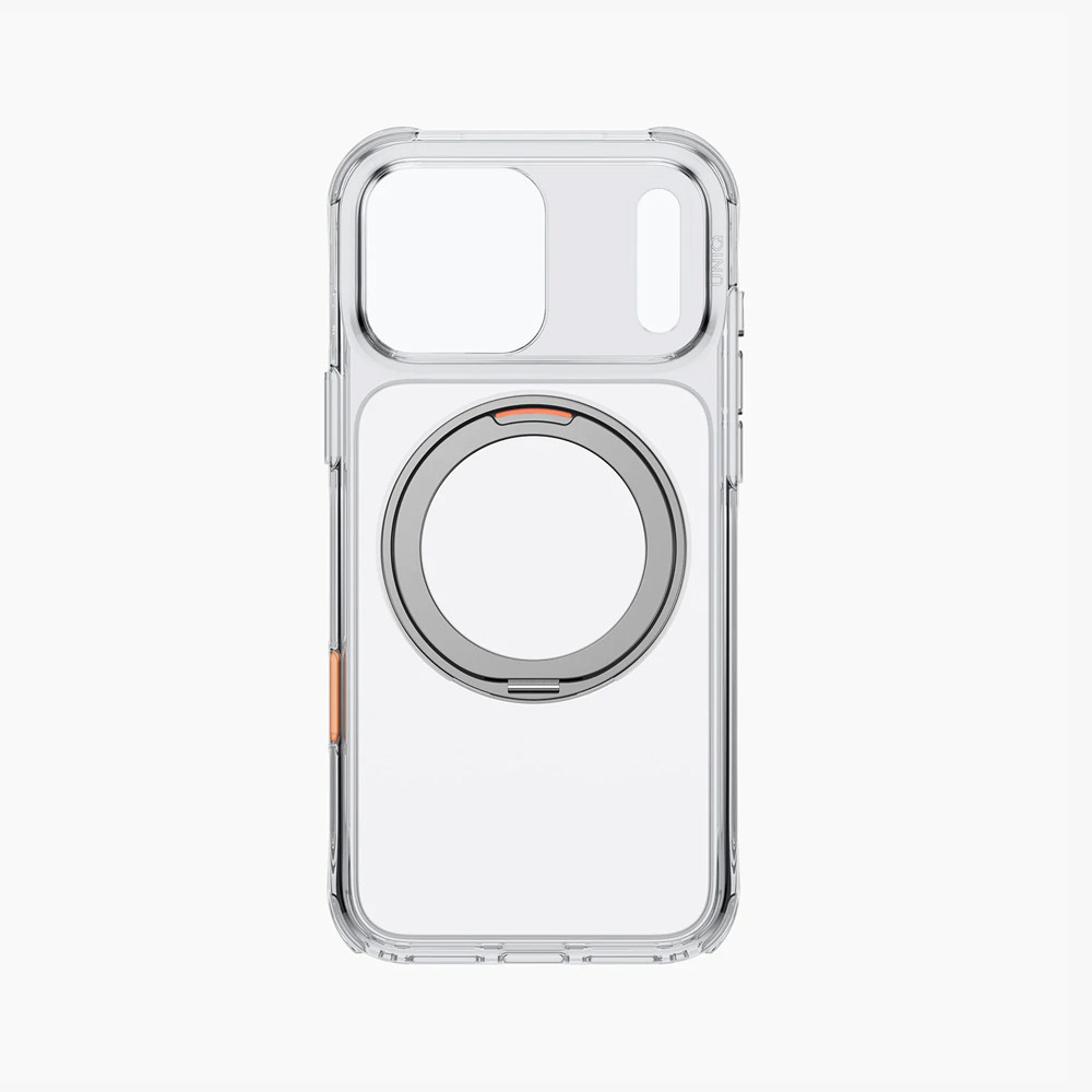 Picture of Apple iPhone 18 Pro Case | Uniq Swivix 360 Rotating Kickstand Magnetic Drop Protection Case with Camera Control Button for iPhone 18 Pro- Lucent Clear