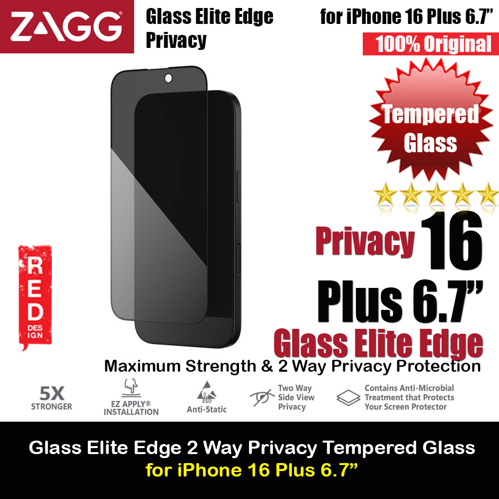 Picture of Zagg Glass Elite Edge 2 Way Privacy Tempered Glass Screen Protector with Easy Installation Tray for iPhone 16 Plus 6.7 (Privacy) Apple iPhone 16 Plus 6.7- Apple iPhone 16 Plus 6.7 Cases, Apple iPhone 16 Plus 6.7 Covers, iPad Cases and a wide selection of Apple iPhone 16 Plus 6.7 Accessories in Malaysia, Sabah, Sarawak and Singapore 