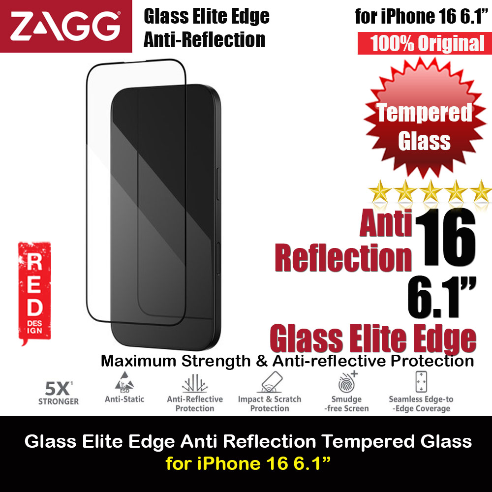 Picture of Zagg Glass Elite Edge Anti Reflection Tempered Glass Screen Protector with Easy Installation Tray for iPhone 16 6.1 (Clear) Apple iPhone 16 6.1- Apple iPhone 16 6.1 Cases, Apple iPhone 16 6.1 Covers, iPad Cases and a wide selection of Apple iPhone 16 6.1 Accessories in Malaysia, Sabah, Sarawak and Singapore 