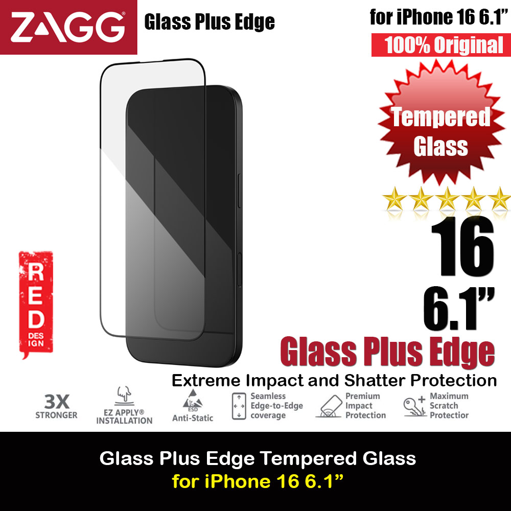 Picture of Zagg Glass Plus Edge Tempered Glass Screen Protector with Easy Installation Tray for iPhone 16  6.1 (Clear) Apple iPhone 16 6.1- Apple iPhone 16 6.1 Cases, Apple iPhone 16 6.1 Covers, iPad Cases and a wide selection of Apple iPhone 16 6.1 Accessories in Malaysia, Sabah, Sarawak and Singapore 